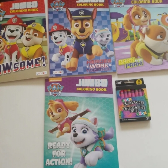 Nickeloden Paw Patrol Jumbo Coloring and Activity Books Lot of 4 One Set Crayons - Picture 7 of 7